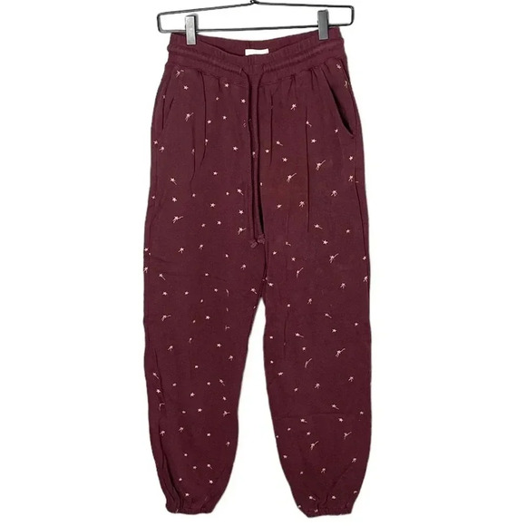 Lou & Grey Women’s Maroon Shooting Star Terry Sweat Jogger Pants Size XS - Picture 2 of 7